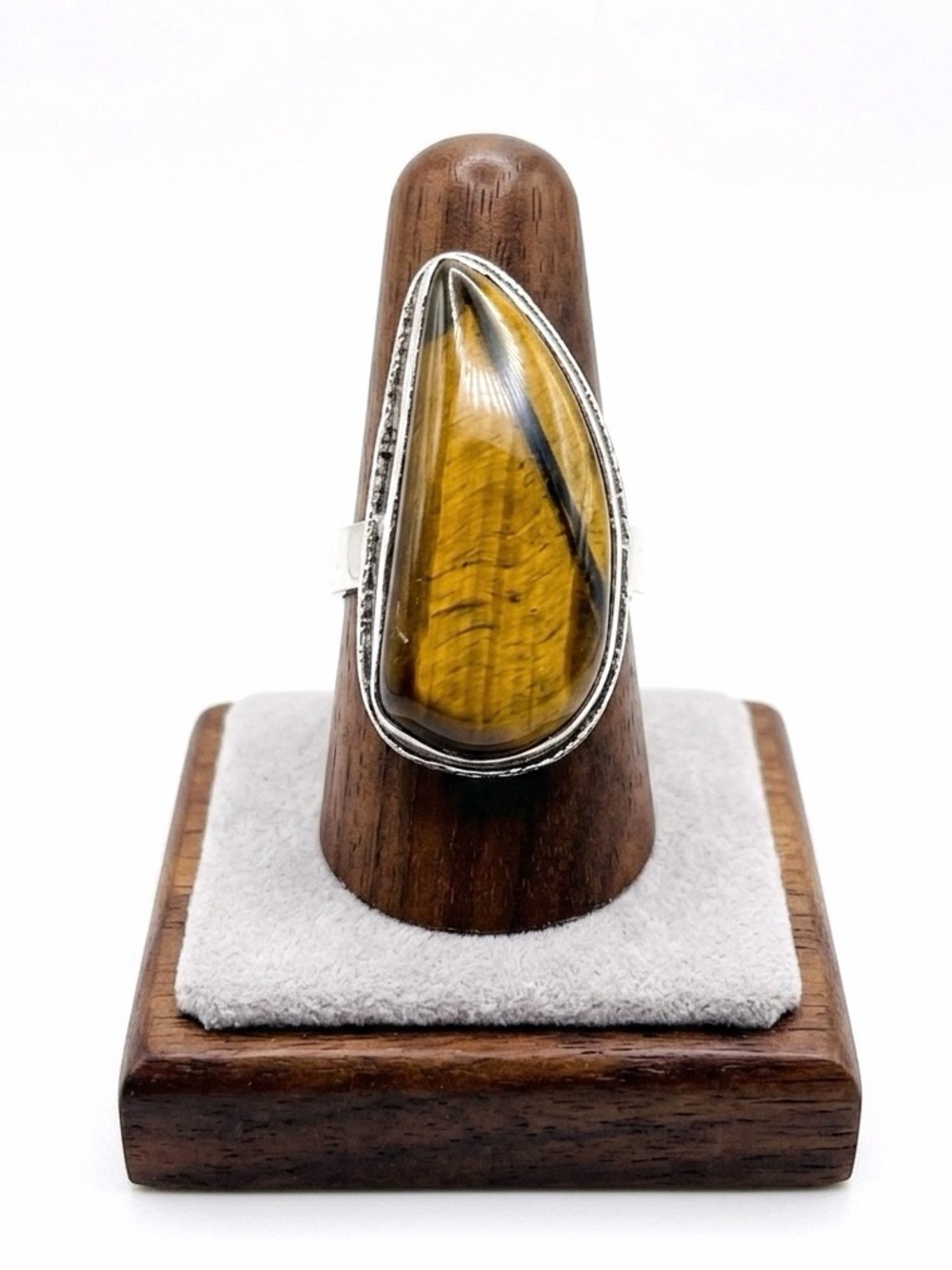 New Artisan 925 Sterling Silver Natural Tigers Eye Handmade Oblong Ring 10.6g